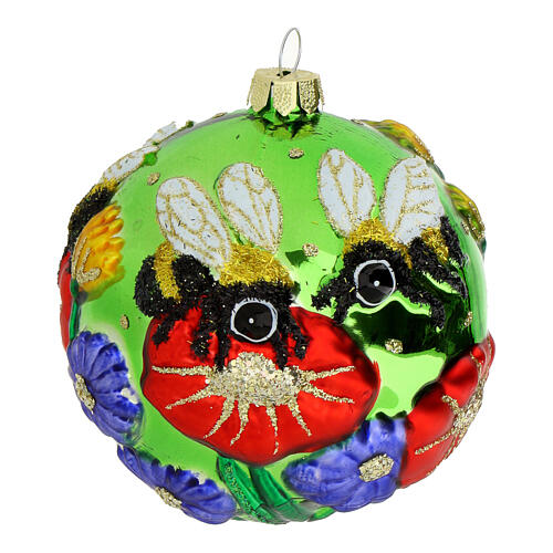 Christmas ball, wild bee protection, glass, 3 in 2