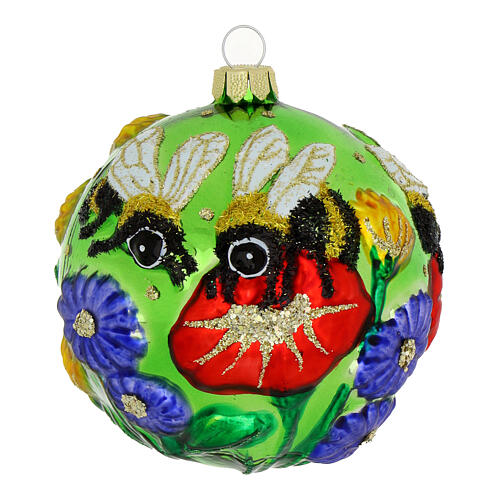 Christmas ball, wild bee protection, glass, 3 in 4