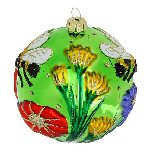 Bee protection Christmas bauble 8 cm glass 3