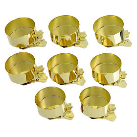 Set of 8 clips with golden candle holders, 1.6 in