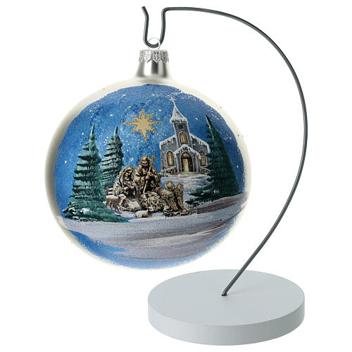 Kugelständer, Metall silberfarben, mit weißer Basis, H 24 cm 3