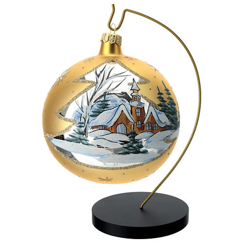 Stand for Christmas ball of 0.5 in max, golden metal and black base 3