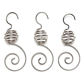 Silver hooks for Christmas balls, set of 6, 2.8 in