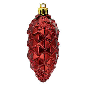 Box palline Natale coniche rosso scuro plastica 9 cm