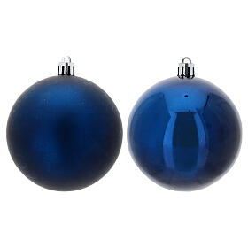 Set of 6 Christmas balls, blue recycled plastic, 3 in