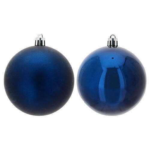 Set 6 palline Natale 8 cm blu plastica riciclata 2