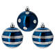 Set of 12 blue plastic Christmas baubles various shapes 6-10.5 cm s2