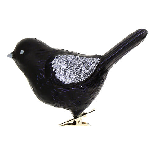 Christbaumvögel, 3er-Set, mit Clip, schwarz, recycelter Kunststoff – 9 cm 3