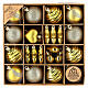 Box of 24 golden Christmas ornaments, different sizes and shapes, recycled plastic, 2-2.5 in s1