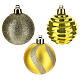 Box of 24 golden Christmas ornaments, different sizes and shapes, recycled plastic, 2-2.5 in s2