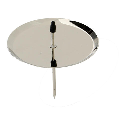 Kerzenhalter-Set mit Dorn, rund, silberfarben glänzend – 4 Stück, Ø 7,5 cm 3