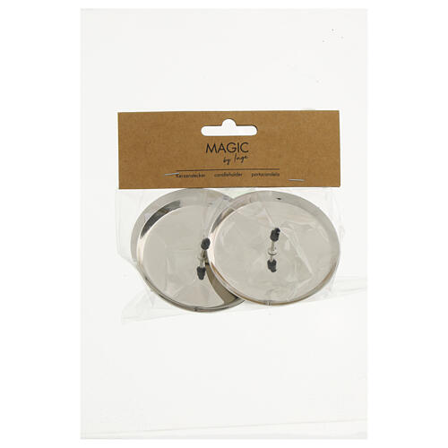 Punzoni portacandela 4pz tondo argentato lucido 7,5 cm 1