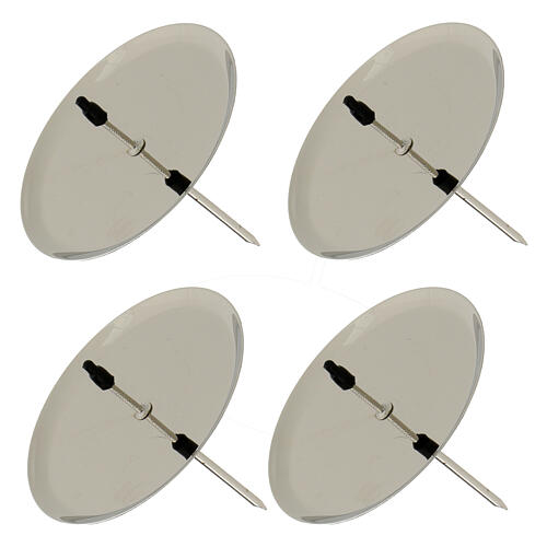 Punzoni portacandela 4pz tondo argentato lucido 7,5 cm 2