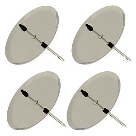 4pcs round shiny silver candle spikes 7.5 cm