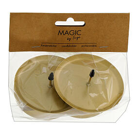 Kerzenhalter-Set mit Dorn, rund, Metall champagnefarben matt – 4 Stück, Ø 7,5 cm