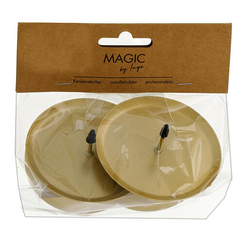 Portacandele 4 pz rotondo metallo champagne opaco 7,5 cm 1