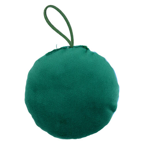 Pallina di natale tessuto natività verde diametro 9 cm 4