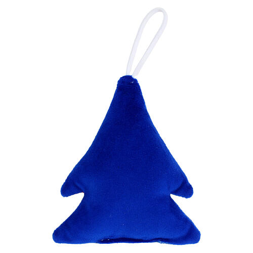 Décoration en forme d'arbre Nativité bleue 10x8 cm 2