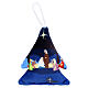 Décoration en forme d'arbre Nativité bleue 10x8 cm s1