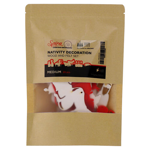 SPIRA Weihnachtsbaumschmuck Krippe – 20-teilig, Medium, Filz und Holz 6 cm 6