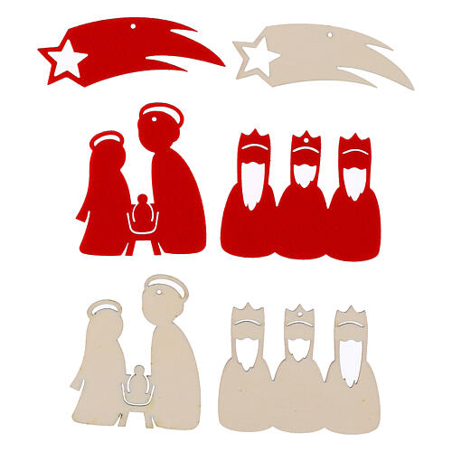 Decorazioni SPIRA Nativity Large albero Natale feltro legno 20pz 8 cm 4