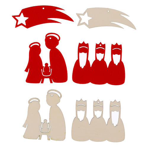 Decorazioni SPIRA Nativity Large albero Natale feltro legno 20pz 8 cm 4