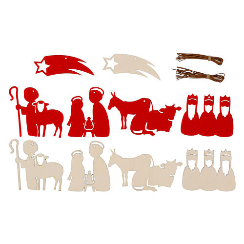 Dekoracje SPIRA Nativity – figurki szopki bożonarodzeniowej model Large, z filcu i drewna, 8 cm, zestaw 20 sztuk 1