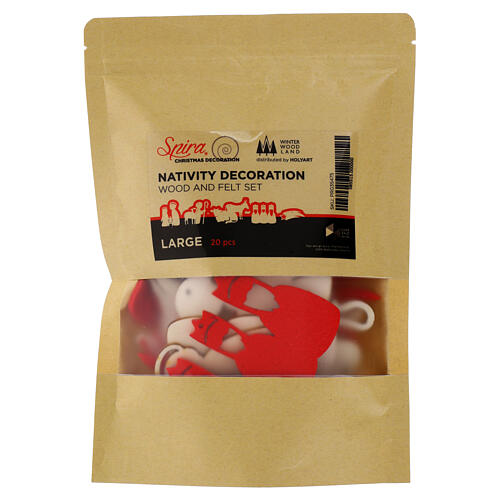 Enfeites SPIRA Natividade Large para árvore de Natal feltro madeira 20 unidades 8 cm 6