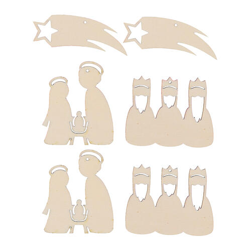 SPIRA Large Nativity decorations for Christmas Tree, set of 20 wooden pieces, 3 in 3