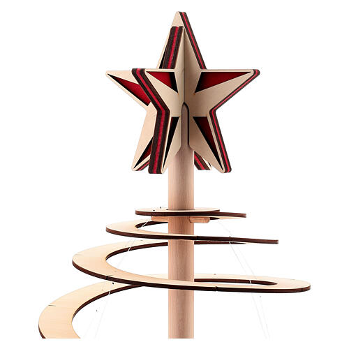 Punta para Árbol de Navidad SPIRA 10 cm madera fieltro rojo 2