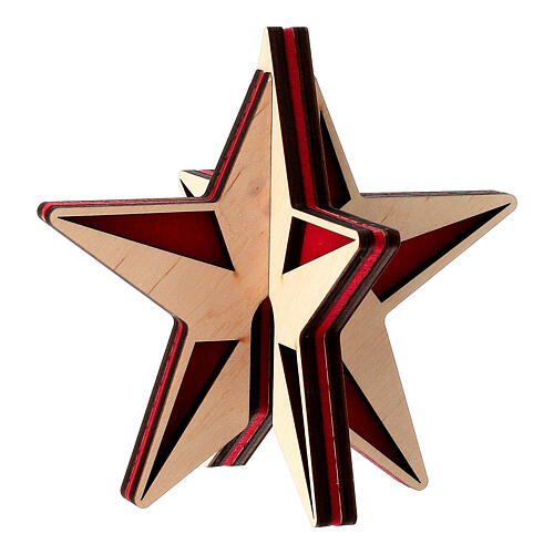 Cimier pour sapin de Noël SPIRA 15 cm bois feutre rouge 3