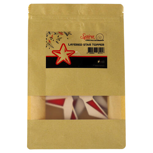 Cimier pour sapin de Noël SPIRA 15 cm bois feutre rouge 5