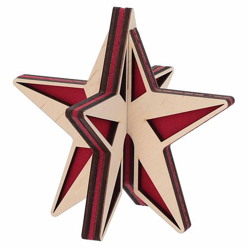 Puntale per albero di Natale SPIRA 10 cm legno feltro rosso 1