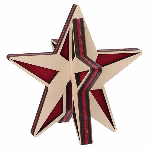 Puntale per albero di Natale SPIRA 10 cm legno feltro rosso 3
