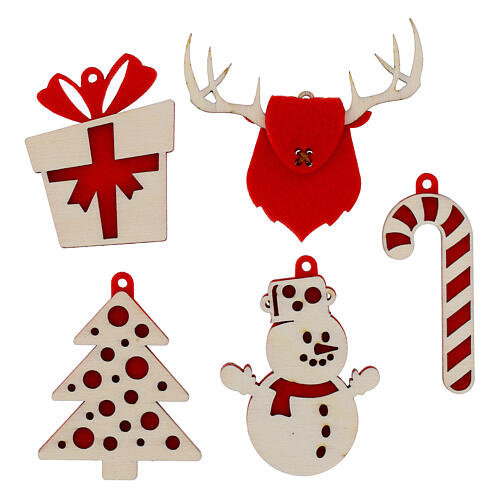 SPIRA Weihnachtsbaumschmuck – 10-teilig, Medium, Holz und roter Filz 6 cm 4