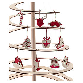 Christmas decorations, SPIRA Medium, wood and felt, set of 10, 2.55 in