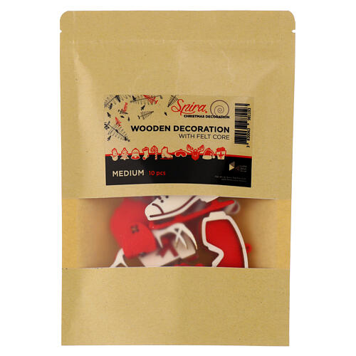 Enfeites de Natal 6 cm SPIRA Medium madeira feltro 10 unidades 6