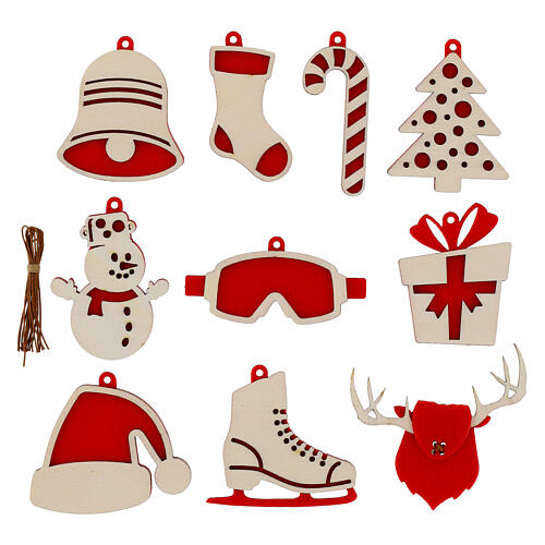Decoraciones Navideñas 8 cm SPIRA Large madera fieltro 10 piezas 1