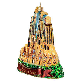 Sagrada Familia of Barcelona: blown glass Christmas tree ornament