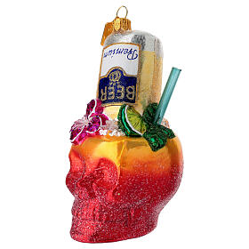 Cóctel calavera tropical adorno vidrio soplado para árbol Navidad