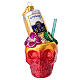 Tropical skull cocktail Christmas tree ornament in blown glass s1