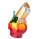 Tropical skull cocktail Christmas tree ornament in blown glass s4