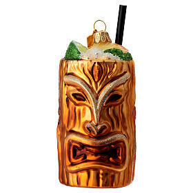 Tiki-Cocktail im Holzglas, Weihnachtsbaumschmuck aus mundgeblasenem Glas