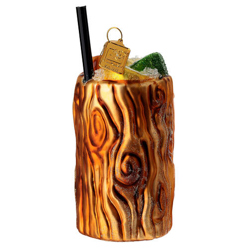 Tiki-Cocktail im Holzglas, Weihnachtsbaumschmuck aus mundgeblasenem Glas 4