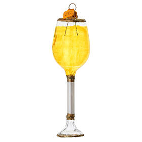 Calice vino bianco addobbo albero Natale vetro soffiato