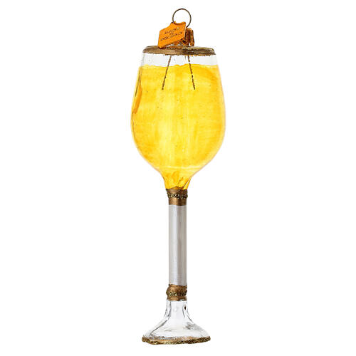Calice vino bianco addobbo albero Natale vetro soffiato 2