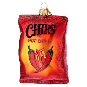 Spicy chips bag blown glass Christmas tree ornament