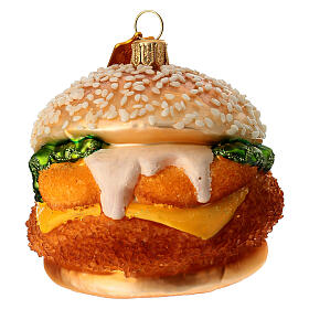 Chicken burger decoro natalizio per albero vetro soffiato
