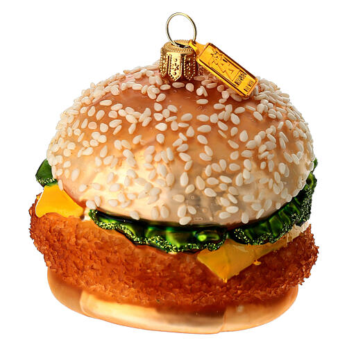 Chicken burger blown‑glass Christmas tree ornament 4