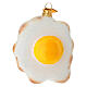 Fried egg, blown glass Christmas tree ornament s1